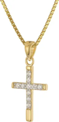 trendor 28596 Kreuz-Anhänger Gold 333 (8 K) mit vergoldeter Silber-Halskette 1