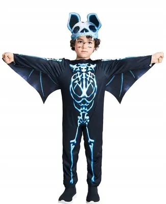 Obrázek produktu pro Kostým Kostlivec Netopýr Halloween 134 cm 7-8 let