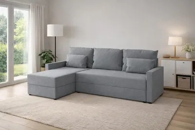Zdjęcie produktu dla Narożnik KUBO L z funkcją spania 120x200, pojemnik na pościel, uniwersalny L/P, Inari 91 szary, 226 cm