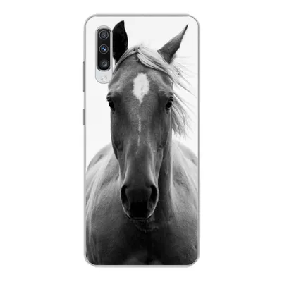 Produktbild von MuchoWow® Handyhülle Schutzhülle Hülle für Samsung Galaxy A70 Pferd - Tier - Schwarz - Weiß Silikon Softcase Handy Hülle - Schutzhaube