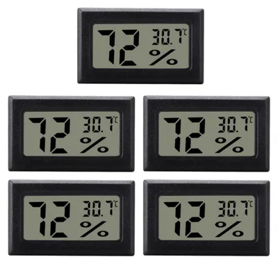 Image de INF Mini hygromètres/thermomètres numériques, paquet de 5 Le noir