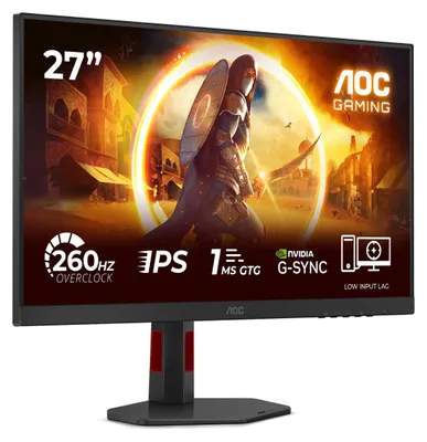 Obrázok produktu pre AOC G4 27G4ZR, 68,6 cm (27"), 1920 x 1080 px, Full HD, LED, 1 ms, Čierna, Červená