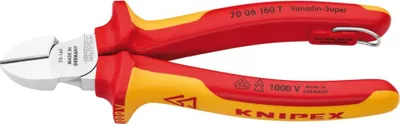 Obrázek produktu pro Knipex 70 06 160 T, Diagonální kleště, 4 mm, Odolné proti pádu, Chrom Vanadová ocel, Plast, Červená, Žlutá