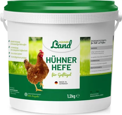 Produktbild von HÜHNER Land Hühnerhefe, Bierhefe Hühner & Geflügel 1,2kg I Futterergänzung für Hühnerfutter, Natürliche B-Vitaminen, Mineralien, Spurenelemente & Aminosäuren, Ohne Zusätze