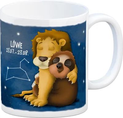 Produktbild von Kaffeebecher mit Faultier Sternzeichen Löwe Motiv Becher Tasse