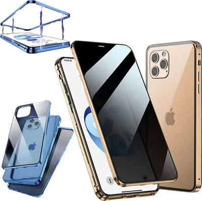 Image de Étui « Glass Bumper Privacy Gold » à aimants des deux côtés pour Apple iPhone 12 Mini - Neuf
