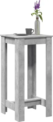 A tall, narrow table with a concrete-like finish.