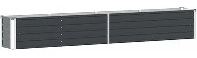 Imagen del producto de Silecomplaza: Jardín elevado de acero galvanizado, dimensiones 320x40x45 cm, color antracita, ideal para flores, hierbas y verduras