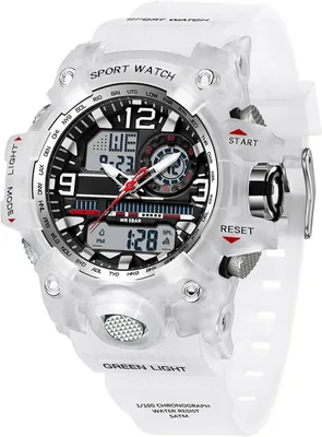 Imagen del producto de Reloj de pulsera digital para mujer, reloj deportivo para adolescentes, color blanco, con pantalla analógica, estilo militar, resistente al agua (hasta 5 ATM)