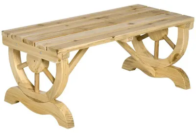Image de Banc de jardin en bois sans dossier - Style rustique | Couleur : Naturel | Dimensions : 98 x 50 x 39,5 cm