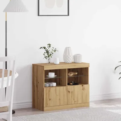 Produktbild von vidaXL LED-Sideboard Braun 81 x 37 x 66,5 cm Holzwerkstoff