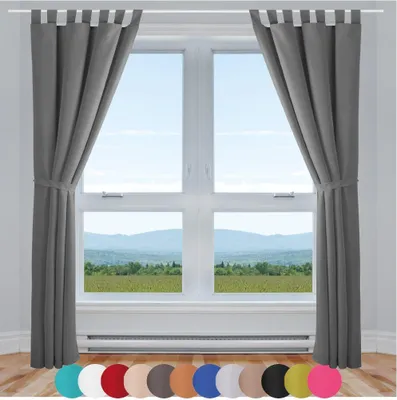 Immagine prodotto di 2x tende Ellen con passanti e ganci (antracite), dimensioni: 140x225cm