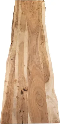 Produktbild von Tischplatte 200x40 cm Curtis, Holzplatte Akazienholz massiv + naturfarben + lackiert, Baumkanten-Platte für Heimwerker, Arbeitsplatten, Tische & Fensterbretter