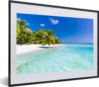 Produktbild von MuchoWow® MuchoWow® Gerahmtes Poster Meer - Tropen - Palmen 60x40 cm - Poster mit zchwarzem Bilderrahmen - Schlafzimmer - Plakat in Rahmen - Drucken