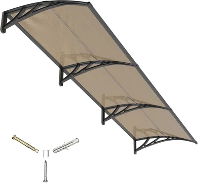 Produktbild von Vordach für die Haustür 100 x 300 cm, Transparentes Vordach für UV-, Regen- und Schneeschutz, Überdachung aus Polycarbonat für Eingang, Fenster und Terrasse