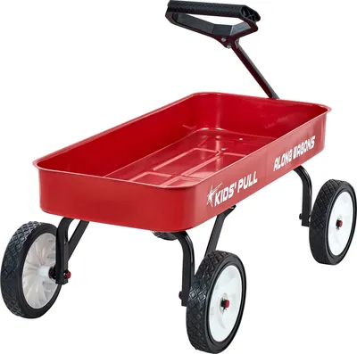 Image de SucceBuy Chariot pour enfants à partir de 18 mois, 1010x480x360 mm, chariot de transport avec une capacité de charge jusqu'à 80 kg, chariot à main avec poignée, parfait pour le jardinage, la plage et le camping, rouge