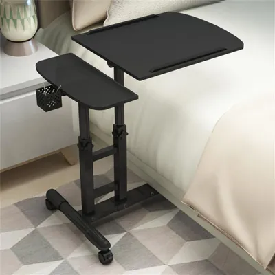 Produktbild von Höhenverstellbarer Laptoptisch 65-95 cm, Mobiler Stehtisch mit Neigbarer Tischplatte 68×40 cm und Rollen für Bett und Sofa