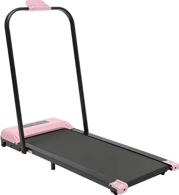 Image de Tapis de course pour la maison - Walking Pad électrique pliable - Surface de course de 80 à 120 cm - Écran LCD - Télécommande - Avec poignées - Rose