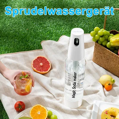 Produktbild von Wassersprudler, Sodamaschine Tragbar,1L Sprudler für Zuhause & Reisen, CO₂-Kapselbetrieb, Ein-Knopf-Bedienung, Kompakt, Für Sprudelwasser & Getränke
