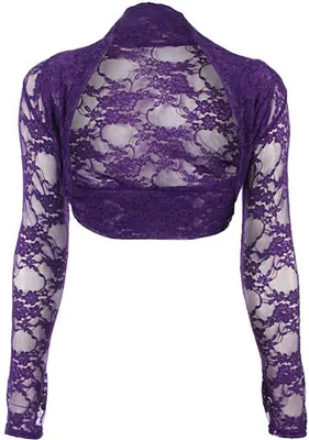 Produktbild von krautwear Damen Bolero Langarm Stola Bolerojacke Hochzeit Festlich Spitze (lila)