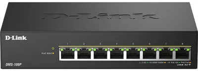 Zdjęcie produktu dla D-Link DMS-108P/E, Nie zarządzany, 2.5G Ethernet (100/1000/2500), Obsługa PoE