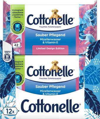 Produktbild von Cottonelle Feuchtes Toilettenpapier Sauber Pflegend Vorteilspack 12 x 42 Tücher