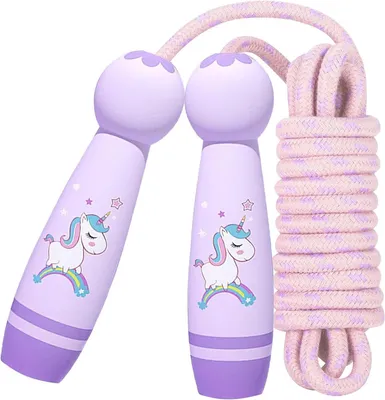 Imagen del producto de Cuerda elástica ajustable, 2,6 metros de cuerda de algodón, mangos de madera, para niños, deportes y juegos