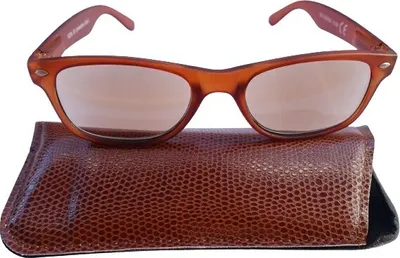 Produktbild von GKA Sonnenbrille mit Dioptrien hellbraun 2,5 und Federbügel Sehstärke Sonnenlesebrille mit Etui Federbügel Sonne Lesebrille für Damen und Herren