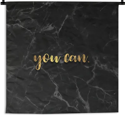 Produktbild von MuchoWow® Wandteppich Wandbehang Zitate - Motivation - Gold - Marmor 150x150 cm Tapisserie Dekoration Wandtuch - Wohnaccessoires - Modernes