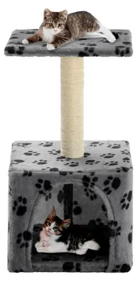 Produktbild von Katzenkratzbaum Sisal 55 cm Grau mit Pfotenaufdruck