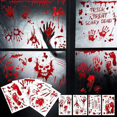 Immagine prodotto di Set di adesivi di Halloween a tema sanguinario per decorare porte e finestre – 9 fogli