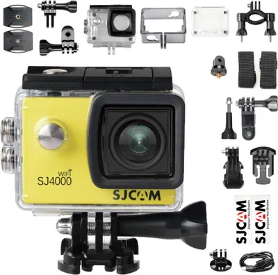 Zdjęcie produktu dla Kamera Sportowa Sjcam Sj4000 Wifi Żółta 4K Uhd Wodoodporna Akcesoria