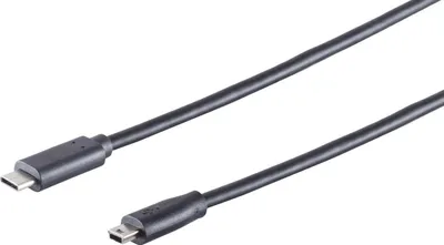 Zdjęcie produktu dla S/CONN 77144-1.8, 1,8 m, USB C, Mini-USB B, USB 2.0, 0,48 Gbit/s, Czarny