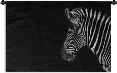 Produktbild von MuchoWow® Wandteppich Wandbehang Zebra - Wilde Tiere - Schwarz 150x100 cm Tapisserie Dekoration Wandtuch - Waschbar - Tapisserien - Wand-Decke