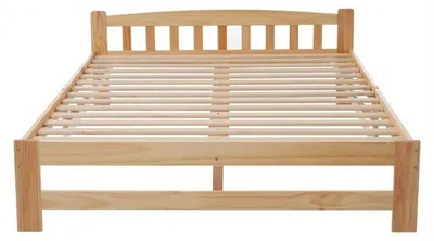 Image de Lit double en bois massif - 140x200 cm - Inclut un sommier à lattes et une tête de lit