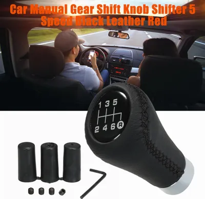 Produktbild von Auto Schalthebelknauf Shifter Schwarzes Leder Schwarzer Stich 6 Gang Universal