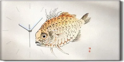 Produktbild von Leinwand Wanduhr Wandkunst Uhr 60x30 Malerei Asiatische Tier Fisch Kunst - weiße Hände