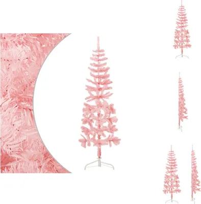 Produktbild von vidaXL Künstlicher Halb-Weihnachtsbaum mit Ständer Schlank Rosa 150 cm - Weihnachtsbäume