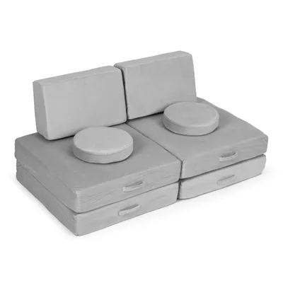 Obrázek produktu pro EcoToys TMSRT-14 Modulární skládací pohovka pro děti, 2 místná,8 polštářů, šedá