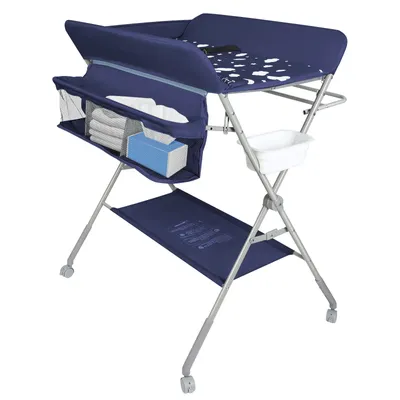 Produktbild von Wickeltisch,Faltbar und Tragbar Wickeltisch mit Rollen,Baby Wickelkombi mit Ablagefächern für Windelwechsel, max. Traglast 25 kg (77x63x101cm)