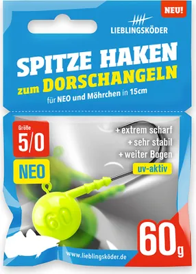 Produktbild von Lieblingsköder Spitze Haken 5/0 NEO - Jigkopf, Gewicht:60g NEO