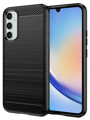 Produktbild von Techsuit Carbon Silicone Back Cover Hülle für Samsung Galaxy A34 - Schwarz