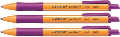 Produktbild von STABILO Pointball Kugelschreiber – Set mit 3 Stück – Mediumspitze – Lila
