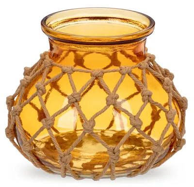 Immagine prodotto di Solidchoice - Vaso in vetro ambrato con corda di macramè per fiori