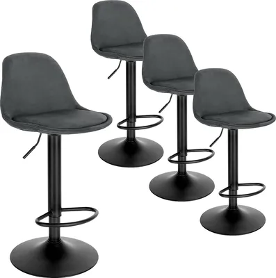 Produktbild von EUGAD 4 x Barhocker, höhenverstellbar, Drehhocker, aus Metall, Dunkelgrau
