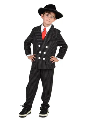 Produktbild von M205004-140 schwarz Kinder Junge Gangster-Mafia-Ganoven Kostüm Gr.140