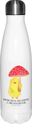 Produktbild von Mr. & Mrs. Panda Trinkflasche Küken Fliegenpilz - Weiß - Geschenk, Frohe Ostern, thermosflaschen, Glückspilz, Sportflasche, trinkflaschen, Osterdeko, Getränkeflasche