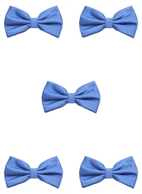 Produktbild von Fabio Farini - 5 Stück Herren Fliegen - Farbton Blau - Männer Querbinder Vorgebunden Blau - Himmelblau