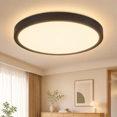 Produktbild von ZMH LED Deckenleuchte Schwarz Flach Deckenlampe 23cm Warmweiß 18W Deckenbeleuchtung für Schlafzimmer Küche Flur