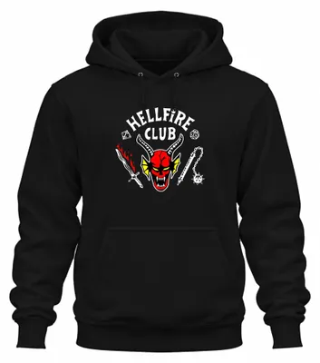 Produktbild von HELLFIRE CLUB Dämon Schädel Hörner D20 Flammenschwert Hoodie Kapuzenpullover, Schwarz, S